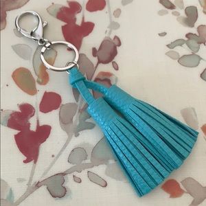 NWT Blue Leather Tassel Key Ring